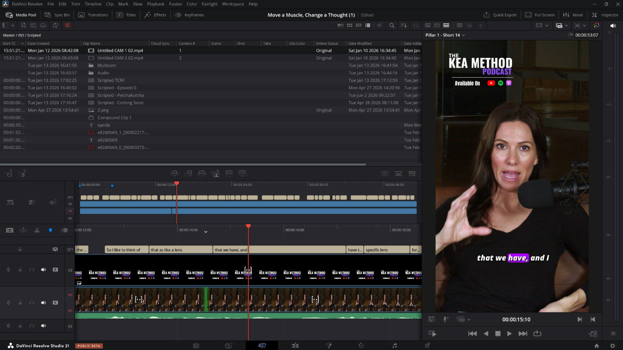 Editing a video short in DaVinci Resolve 21